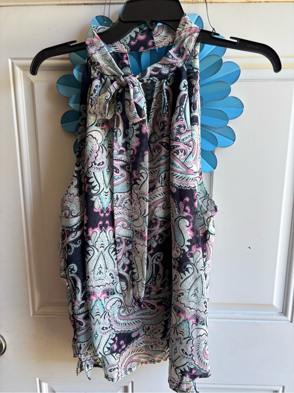 Banana Republic Paisley Halter Tank in Black, Pink & Aqua